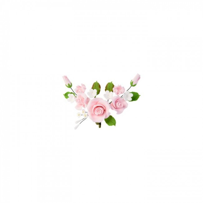 Fiori decorativi Ramo rose rosa - 11031